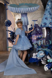 Knee Length Kids Bespoke Occasion Dresss First Holy Communion Gowns Sequins Flower Girl Dresses For Wedding Bow Ribbons