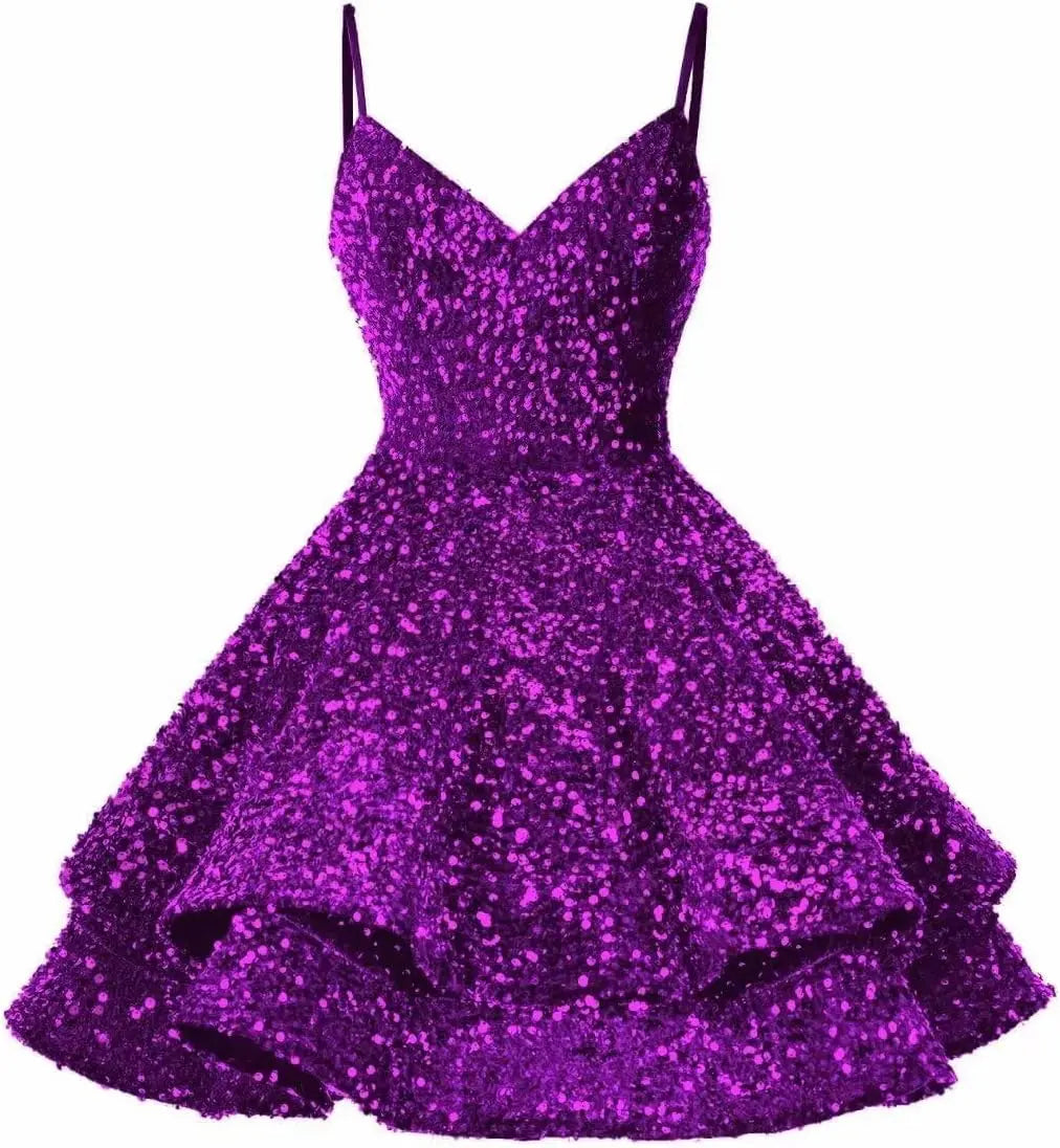 Homecoming-Kleider 2025 Spaghettiträger Kurzes Ballkleid Funkelnde A-Linie Cocktailkleider Party Kurzes Ballkleid Ballkleid 
