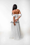 Maßgefertigtes Spitzenhochzeitskleid mit abnehmbarer Organza-Schleppe, schulterfrei, Spitzen-Chantilly-Hochzeitskleid, schlichtes Hochzeitskleid 