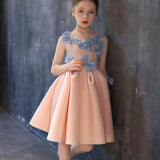 Mit Schleifen Satin Knielang Mädchen Kinder Geburtstagsfeier Erstkommunion Kleider Elegante Blumenmädchenkleider für Hochzeit 