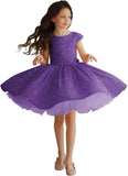 Tutu Festzugskleider Pailletten Blumenmädchenkleid Kurzes Prinzessinnenkleid Ballkleid Blumenmädchenkleider für Hochzeiten 