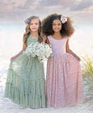 Blumenmädchenkleid Spitze Boho Kleinkindkleider Rüschen Mädchenkleid für Hochzeit Gartenparty Urlaub Kommunion Ärmellos Prinzessin 