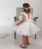 White Sparkling Flower Girl Dress Birthday Girl Dress Glitter Toddler Dress, Prom Gown, First Communion Dress, Special Occasion