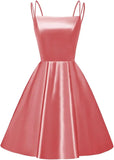Satin Homecoming-Kleider für Teenager, kurze Ballkleider 2025, Spaghettiträger, Cocktailparty-Kleid, Abschlusskleid, Minikleid 