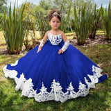 Volle Ärmel Bodenlangen Elegante Mädchen Kinder Geburtstag Party Kommunion Party Kleid Spitze Applikationen Blumenmädchen Kleider für Hochzeit 
