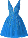 V Neck Short Homecoming Dresses for Teens Lace Tulle Prom Dress Cocktail Party Dress short prom dress  party dresses