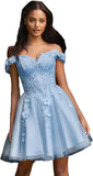 Vestidos de fiesta de tul con hombros descubiertos 2025, vestidos de fiesta cortos de encaje estilo princesa, vestidos de graduación 