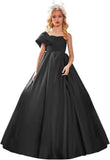 Satin One Shoulder Flower Girl Dresses for Wedding Ball Gown Puffy Pageant Gown Cute First Communion Dress princess dress