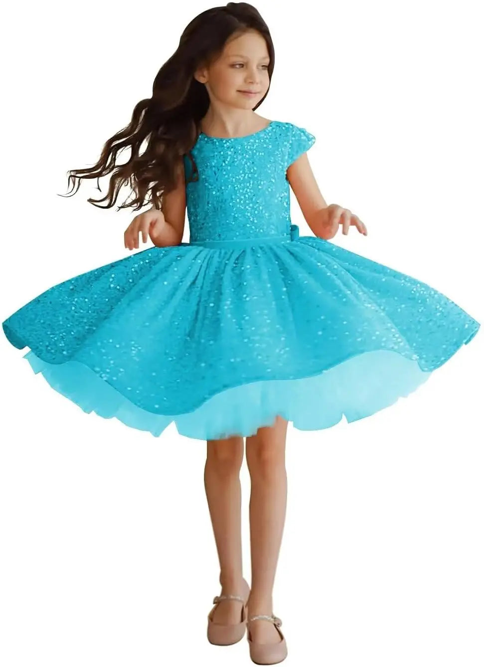 Vestido de desfile para niña, vestido de lentejuelas para niña de flores, tutú corto de tul, vestido de princesa, vestido de desfile para boda, vestido de princesa 