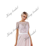 Vestido de novia sin espalda de tul suave, vestido de novia con escote en forma de corazón y cuentas, vestido de novia bohemio de dama de honor de corte A personalizado 