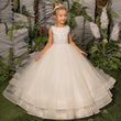 White Tulle Puffy Round Neck Shiny Hem With Big Bow For Wedding Birthday Party First Communion Gowns Flower Girl Dresses
