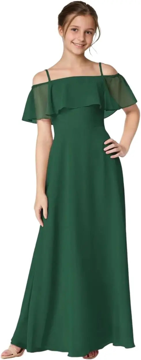 Off Shoulder Junior Bridesmaid Chiffon Dress Flower Girl Dresses for Wedding First Communion Dress
