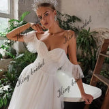 Kristallbesticktes Brautkleid A-Linie Tüll Schulterfrei Brautkleider Perlenbesetztes Brautkleid Individuelles Brautkleid 