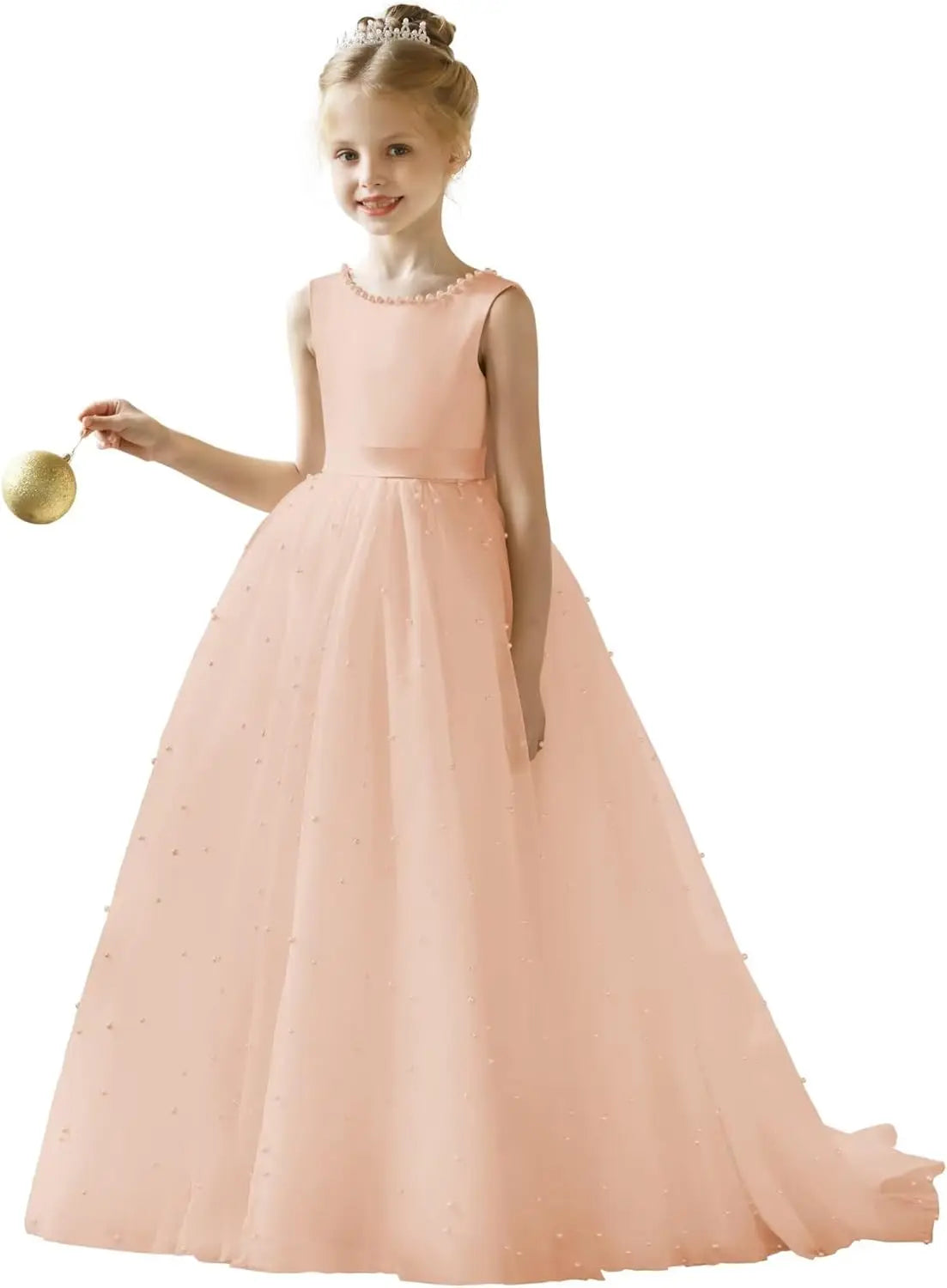 Flower Girl Tulle Tutu Dress for Kids Wedding Girl First Communion Pageant Dresses Princess Prom Ball Gowns with Bow