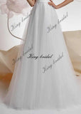 Vestido de novia de tul con puntos y purpurina personalizado, vestidos de novia de tul brillante, elegantes vestidos de novia con corsé, vestido de novia drapeado personalizado. 