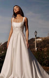 Vestidos de novia hechos a medida para novia, largos, bohemios, con encaje floral, apliques de tul, corsé, playa, línea A, vestidos de novia, vestidos de novia, mangas de encaje 