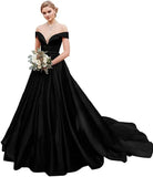 Damen Schulterfrei Satin Brautkleider Ballkleid Langes Ballkleid Abendkleid Ballkleid Brautkleider Sexy Brautkleid 