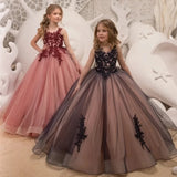 Pageant Birthday Photoshoot First Communion Customize V-Neck Flower Girl Dress for Wedding Lace Tulle Formal Occasion Party