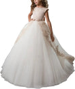 Fancy Flower Girl Dress Long Lace Pageant Puffy Tulle Ball Gown girls dresses for party and wedding  princess dress