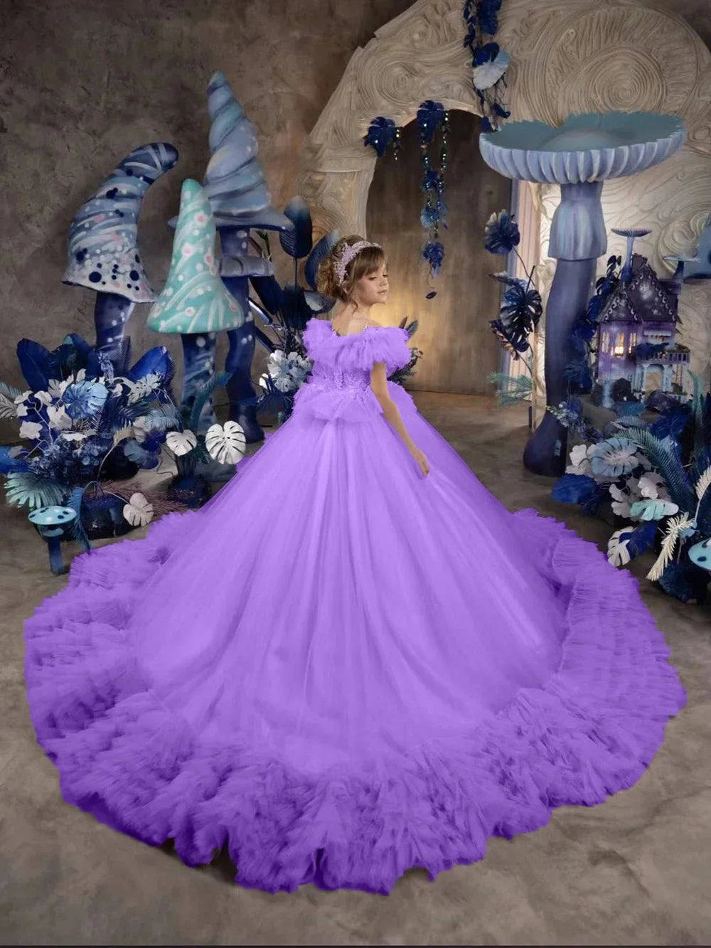 Wedding Ruffles Floor Length Girl Kids Birthday Ball Gown First Holy Communion Gowns Customized Princess Flower Girl Dresses