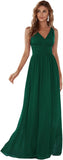 Womens Bridesmaid Dress V-Neck Sleeveless A Line Chiffon Floor Length Formal Dress wedding guest dress  ball gown