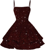 Kurze Pailletten-Heimkehrkleider für Teenager 2025, glitzernde Spaghettiträger, Sweet 16-Abschlussball-Cocktailkleid, Ballkleid, Partykleider 