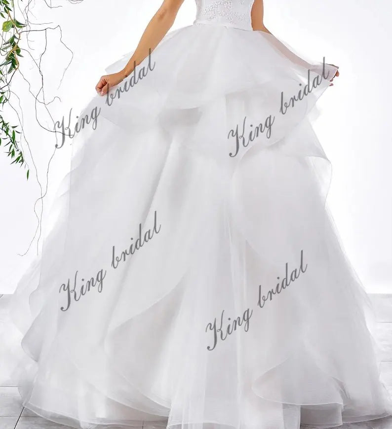 Vestido de novia con tirantes finos, vestido de novia de tul, vestido de novia con escote corazón floral, vestido de novia con corsé, vestido de dama de honor, vestidos de novia personalizados 