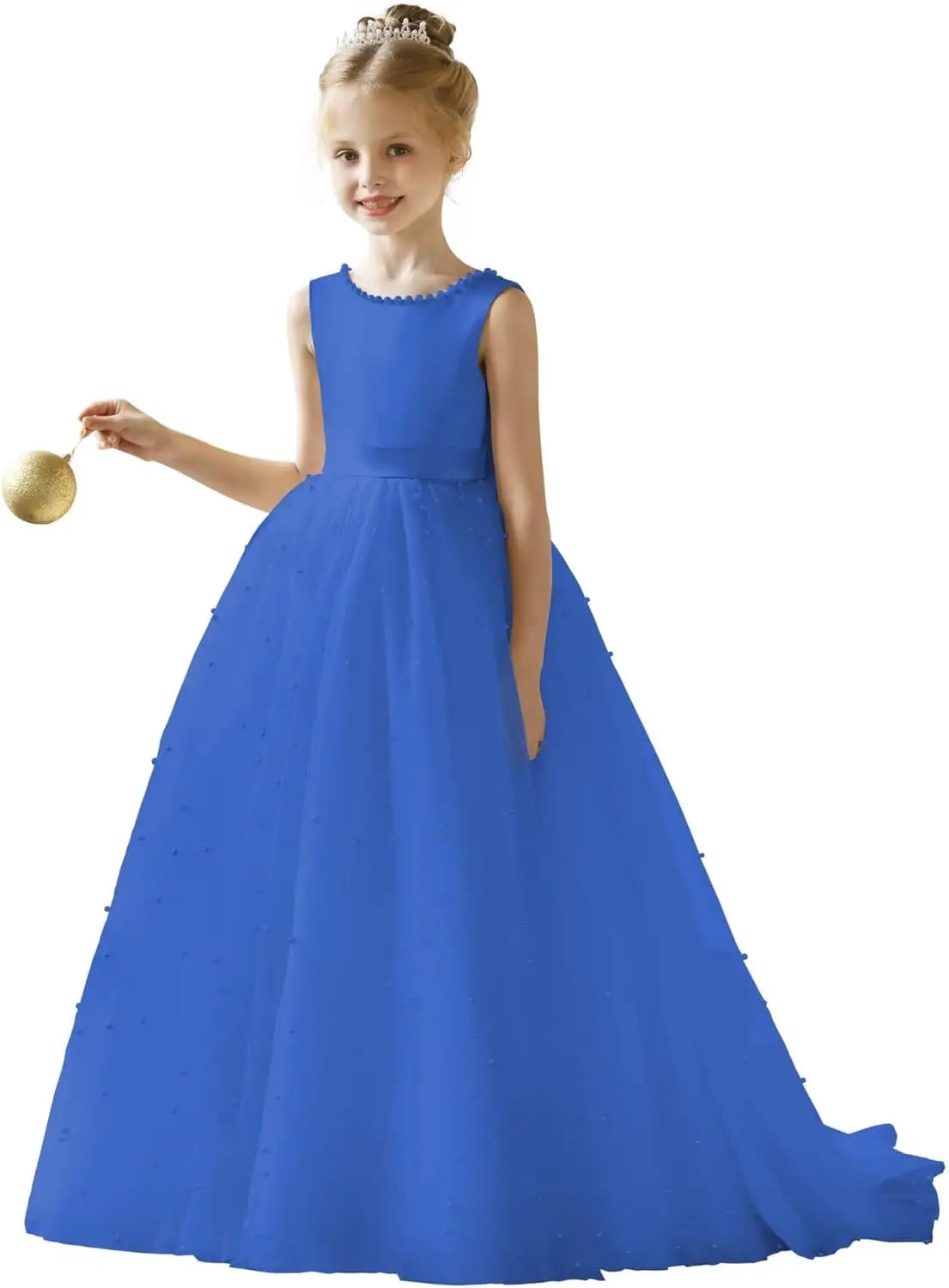 Flower Girl Tulle Tutu Dress for Kids Wedding Girl First Communion Pageant Dresses Princess Prom Ball Gowns with Bow