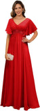 Plus Size Short Sleeves Mother of The Bride Dresses for Curvy Women V Neck Formal Dresses with Pockets Bridesmaid Dress Gowns