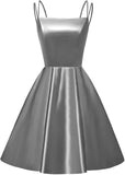 Satin Homecoming-Kleider für Teenager, kurze Ballkleider 2025, Spaghettiträger, Cocktailparty-Kleid, Abschlusskleid, Minikleid 