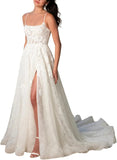 Brautkleider für die Braut Langes Spitzenapplikations-Tüll-Brautkleid Boho-Strandhochzeitskleid weißes Kleid Maßgeschneiderte Brautkleider 