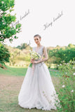 Tulle draped wedding gown Sleeveless airy bridal Full wedding dresses Evening dress gownOpen back bridal simple wedding dress