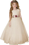 Flower Girl Dresses for Wedding Satin Tulle Princess Pageant Dress with Bow Long A Line Prom Ball Gowns girls party dress