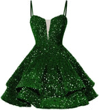 Kurzes Pailletten-Heimkehrkleid für Teenager, funkelnde Ballkleider, Sweet 16-Fotoshooting, Cocktailkleider, Minikleid, Partykleider 