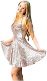 Vestidos de fiesta formales con cuello halter y lentejuelas para mujer, cortos, sin espalda, con lentejuelas azules, para cóctel 