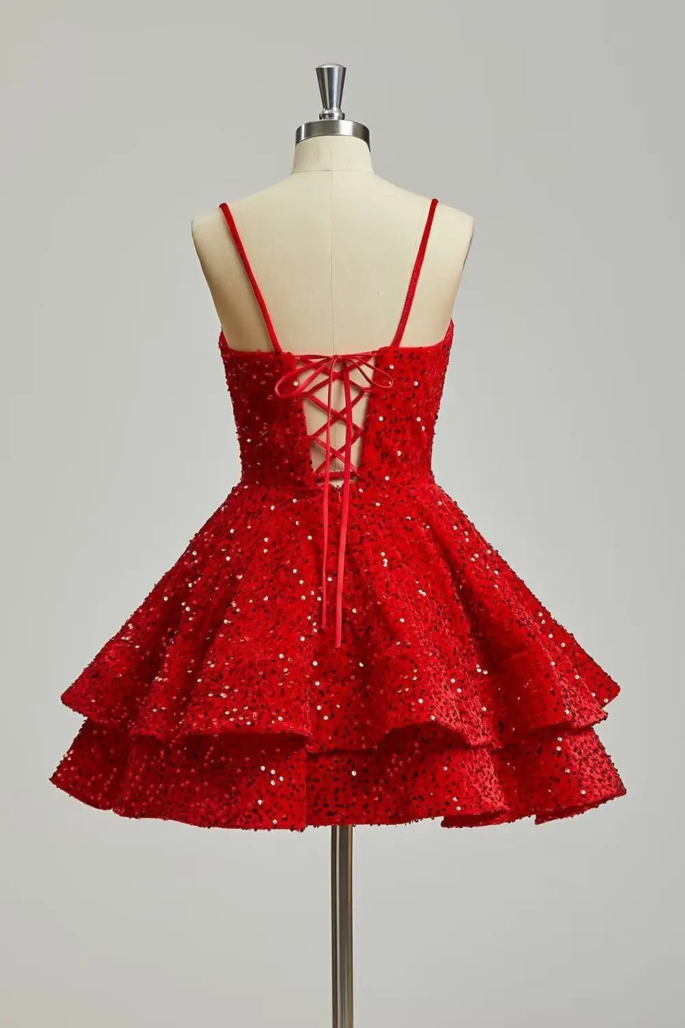 Vestidos de fiesta de graduación con lentejuelas brillantes para adolescentes, tirantes finos, corsé, vestido de cóctel con capas brillantes 