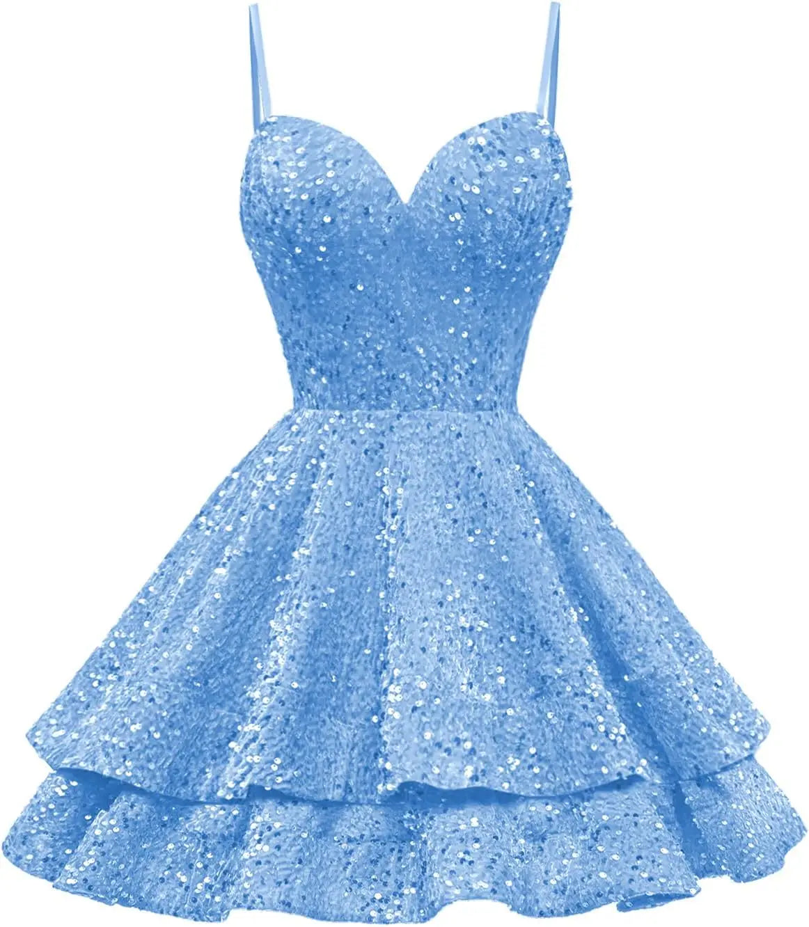 Tiered Sequin Homecoming Dresses Short for Teens 2025 Spaghetti Straps A-Line Prom Dress mini dress  party dresses