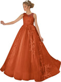 Princess Dress Tulle Lace Flower Girl Dress for Wedding Applique Princess Pageant Dress Long Party Ball Gown with Cape Sleeves