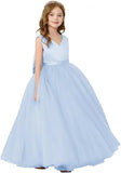 Satin Tulle Flower Girl Tutu Dress for Wedding Formal Holiday First Communion Dress with Bow pageant princess dresses for girls