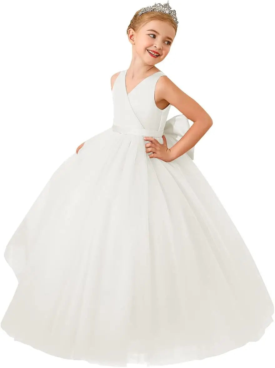 Flower Girls Satin Tulle Princess Pageant Dress for Wedding Kids Party Prom Ball Gowns Dresses princess dress girls party dress