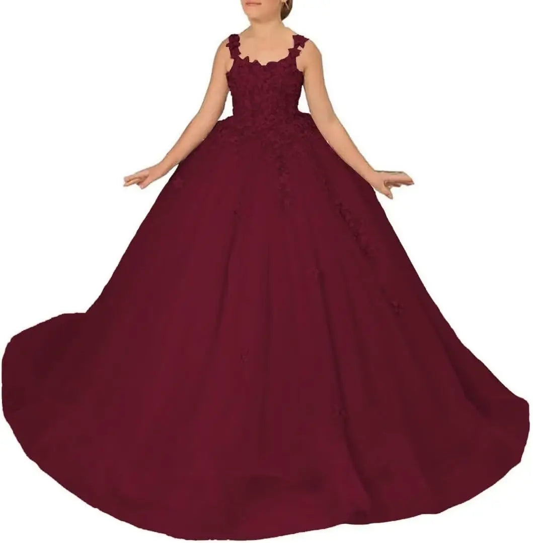 Blumenmädchenkleider für Hochzeit Spitze Prinzessin Erstkommunion Abendkleider Tüll Festzug Ballkleider Prinzessinnenkleid 