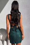 Vestidos de fiesta cortos con lentejuelas brillantes y sexys para adolescentes 2025, vestidos de fiesta formales con aberturas en la espalda, vestidos de cóctel y club. 
