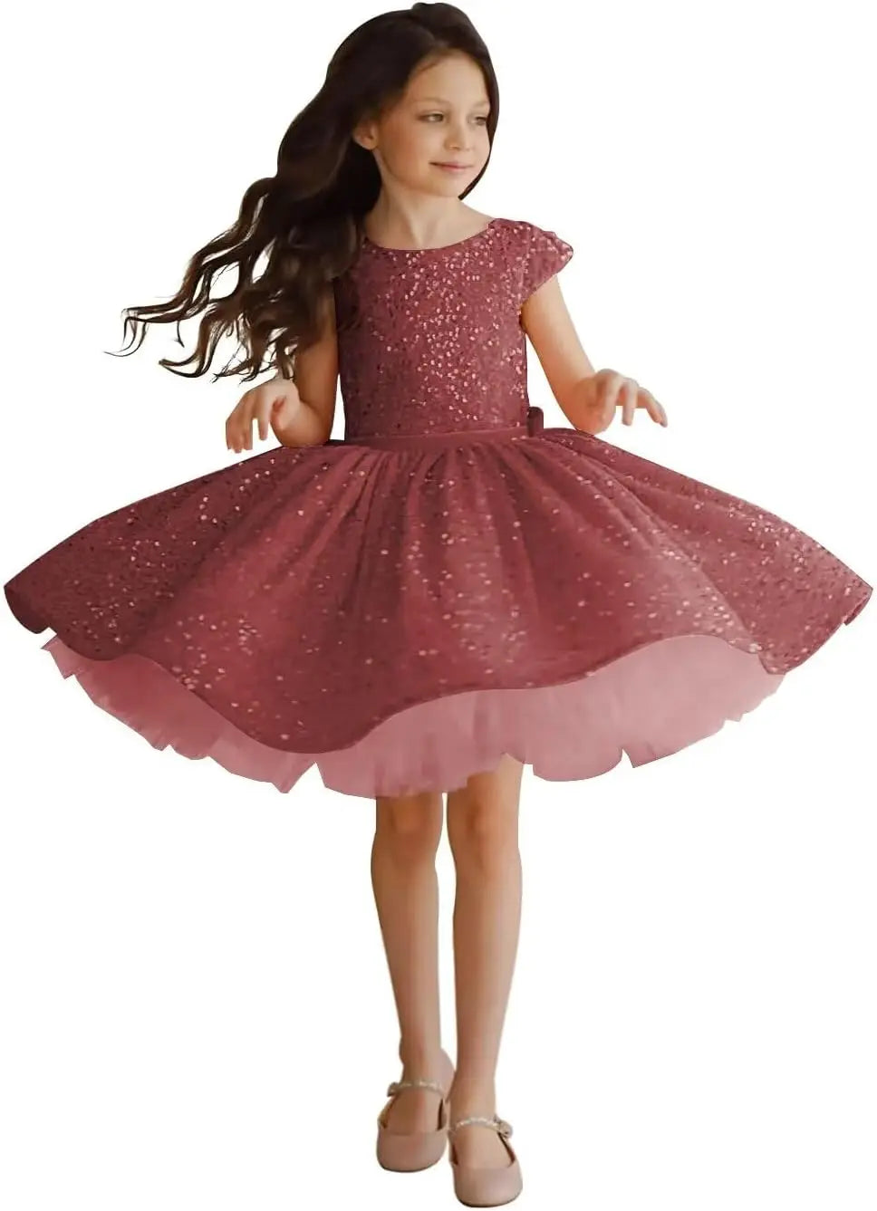 Tutu Festzugskleider Pailletten Blumenmädchenkleid Kurzes Prinzessinnenkleid Ballkleid Blumenmädchenkleider für Hochzeiten 