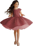 Tutu Festzugskleider Pailletten Blumenmädchenkleid Kurzes Prinzessinnenkleid Ballkleid Blumenmädchenkleider für Hochzeiten 