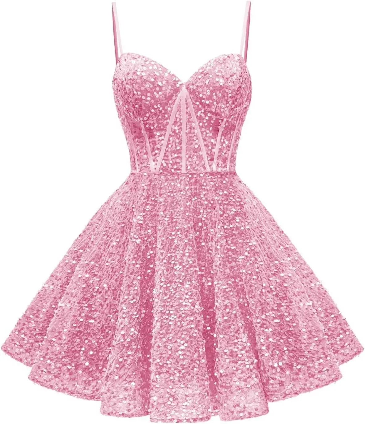 Spaghetti Straps Sequin Homecoming Dress Short Prom Gown with Pockets Evening Party Gowns cocktail dress  party mini dresses