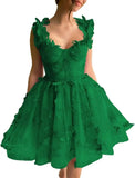 3D-Schmetterlings-Tüll-Heimkehrkleid für Teenager – A-Linie, kurz, Abschlussball, Cocktailkleid, Hochzeitsparty, Kleider mit Schnürung am Rücken 
