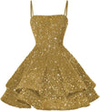 Sequin Short Homecoming Dresses for Teens 2027 Sparkly Spaghetti Straps Sweet 16 Prom Cocktail Dress ball gown  party dresses