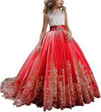 Princess Lilac Long Girls Pageant Dresses Kids Prom Puffy Tulle Ball Gown flower girl dress girls dresses for party and wedding