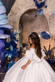 Flower Lace flower girl dress Ivory First communion Junior bridesmaid ball gown princess girls dresses for party and wedding