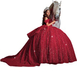 Off Shoulder Quinceanera Dresses Ball Gown Sparkly Beading Tulle Prom Dress Ruffle Layered Sweet 16 Dresses party dresses